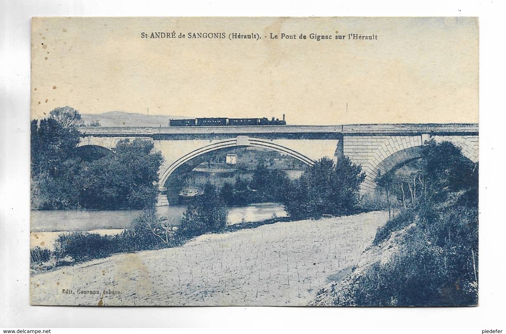 34 - St-ANDRE De  SANGONIS ( Hérault ) - Le Pont De Gignac Sur L' Hérault - Train Sur Le Pont. Carte Bleutée - Autres & Non Classés