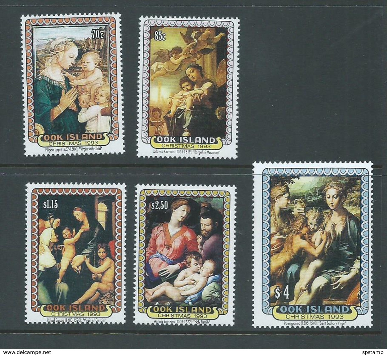 Cook Islands 1993 Christmas Paintings Set Of 5 MNH - Cook Islands