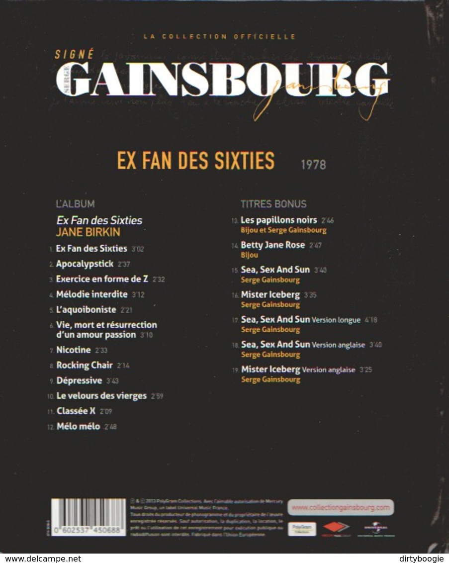 Serge GAINSBOURG - Jane BIRKIN - Ex Fan Des Sixties - CD + Livre - Autres - Musique Française