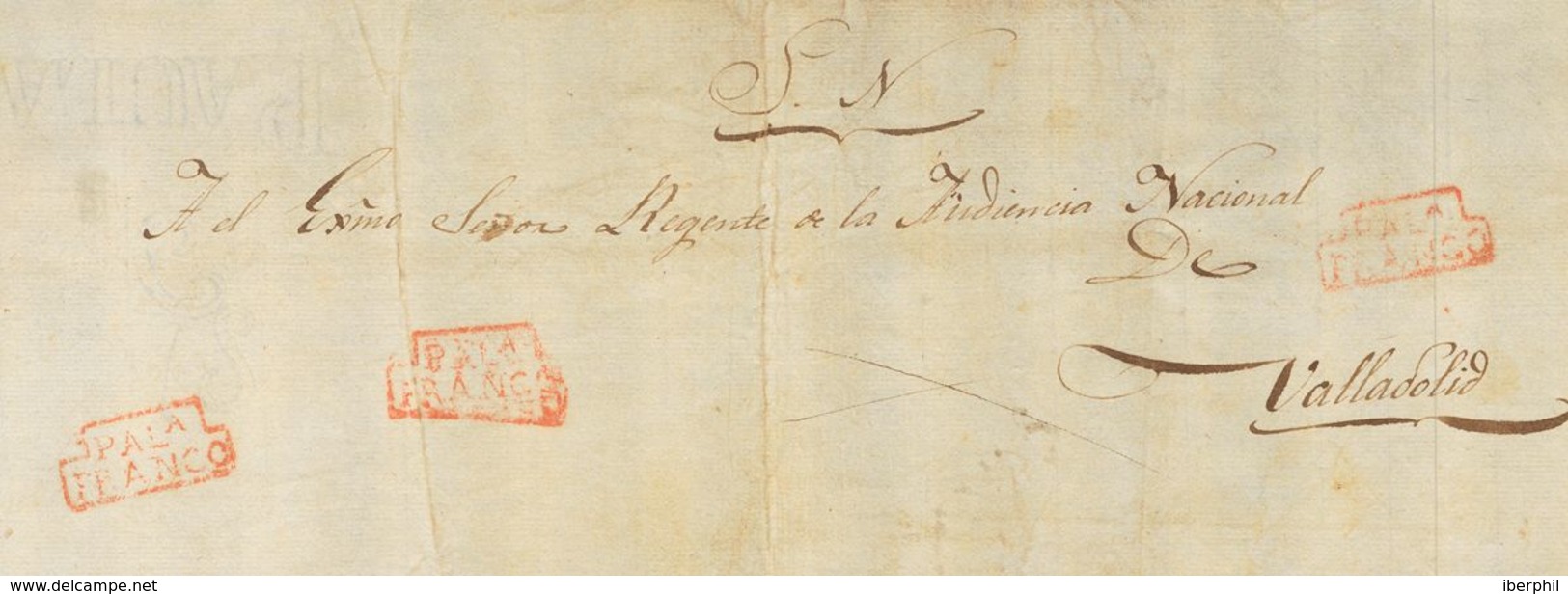 Prefilatelia, Castilla Y León. Sobre. (1829ca). Frente De Plica Judicial De PALENCIA A VALLADOLID. Marca PALª / FRANCO,  - ...-1850 Prephilately