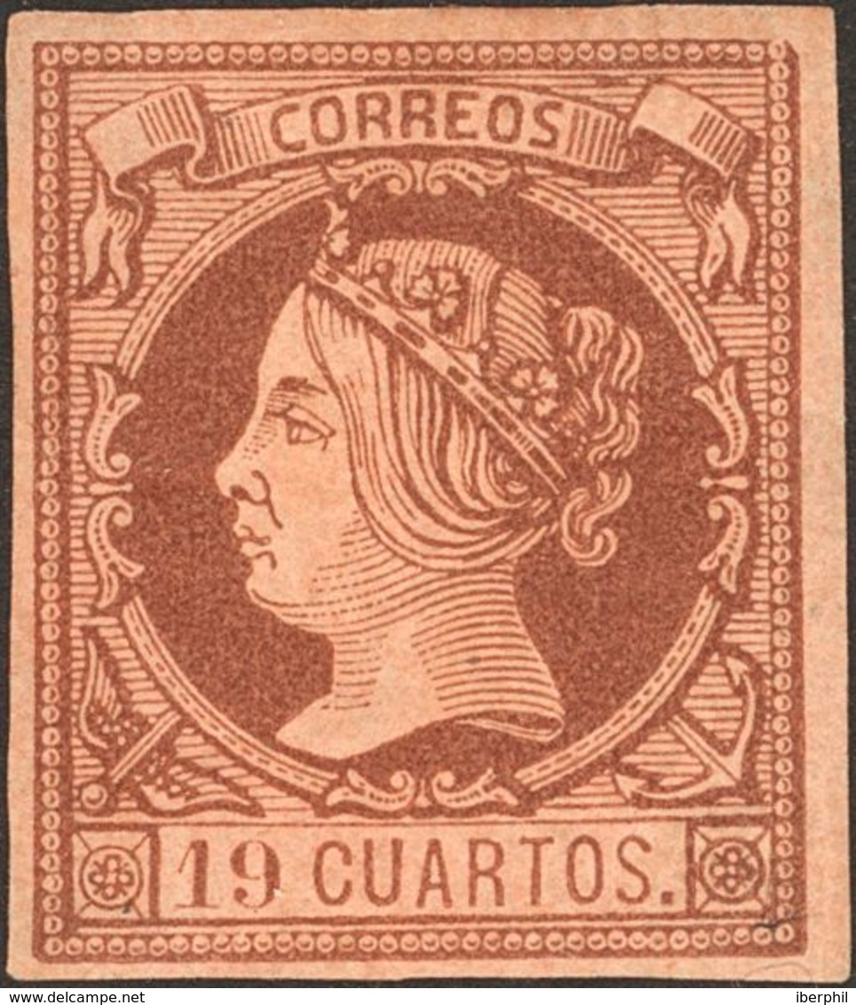 1º Y 2º Centenario. *54. 1860. 19 Cuartos Castaño. Color Intenso Y Amplios Márgenes. MAGNIFICO. Cert. CEM. - Andere & Zonder Classificatie