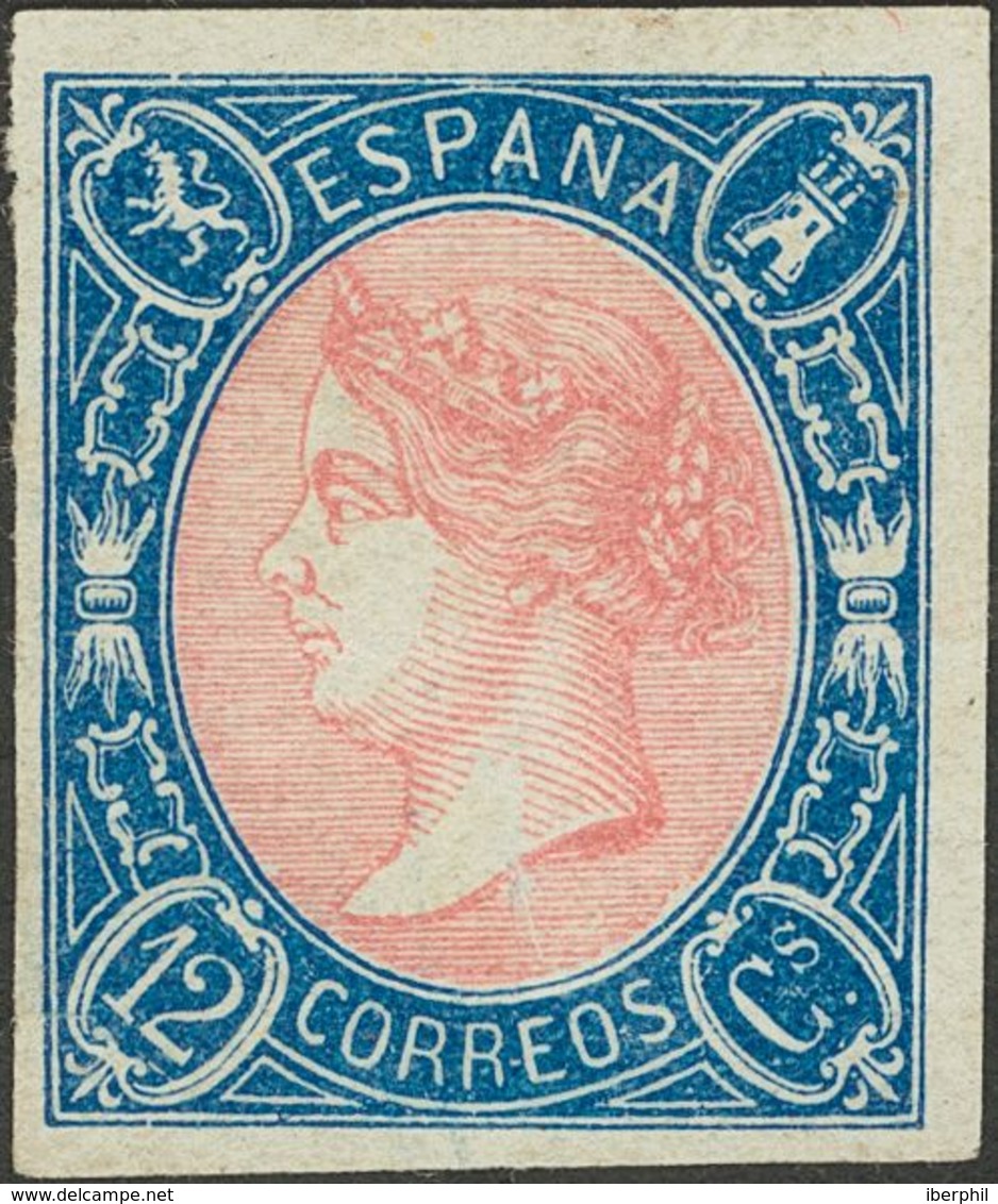 1º Y 2º Centenario. (*)70. 1865. 12 Cuartos Azul Y Rosa. MAGNIFICO. Cert. EXFIMA. - Andere & Zonder Classificatie