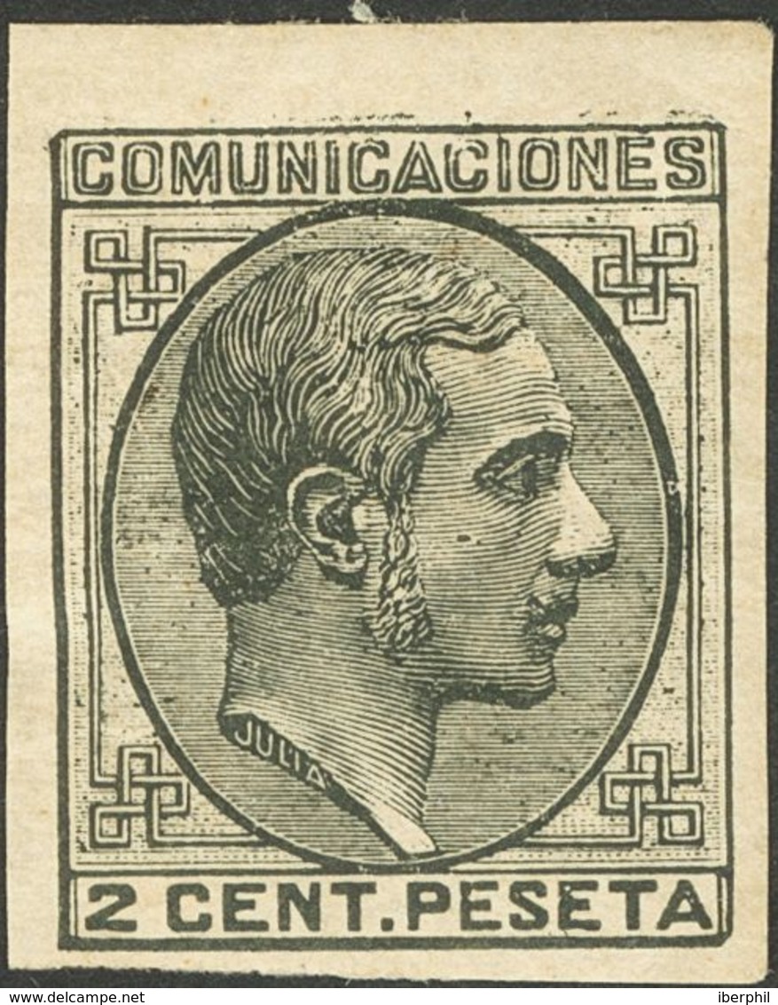 1º Y 2º Centenario. *190es. 1878. 2 Cts Negro, Borde De Hoja. ERROR DE COLOR Y SIN DENTAR. MAGNIFICO. Edifil 2014: +108  - Andere & Zonder Classificatie