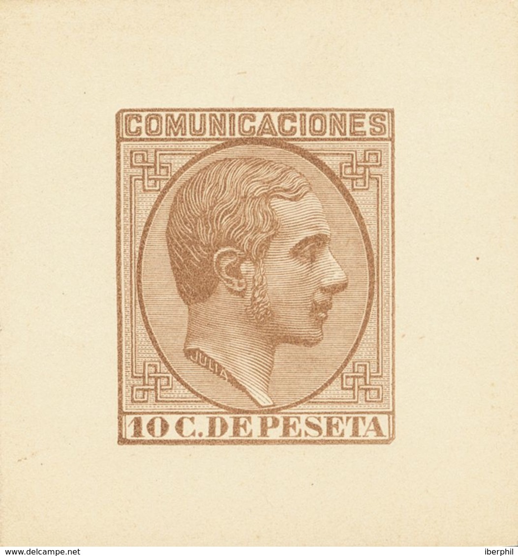 1º Y 2º Centenario. (*)192P. 1878. 10 Cts Castaño. PRUEBA DE PUNZON (márgenes Grandes). MAGNIFICA. (Gálvez, 1074) - Andere & Zonder Classificatie