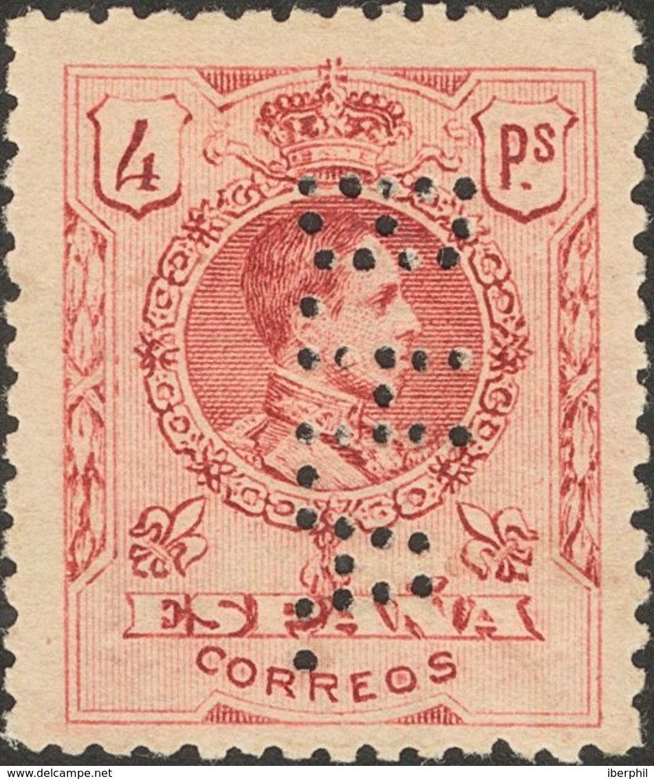 1º Y 2º Centenario. *279ec. 1909. 4 Pts Carmín. ERROR DE COLOR Y Perforación B.H.A. (NºA166.262). MAGNIFICO Y MUY RARO,  - Andere & Zonder Classificatie