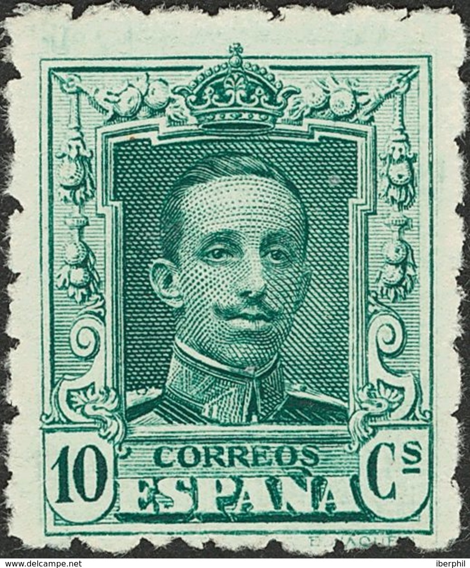 1º Y 2º Centenario. (*)314de. 1922. 10 Cts Verde. DENTADO 6½ Y NºA312,344. MAGNIFICO Y RARO. Edifil 2015: 93 Euros - Other & Unclassified