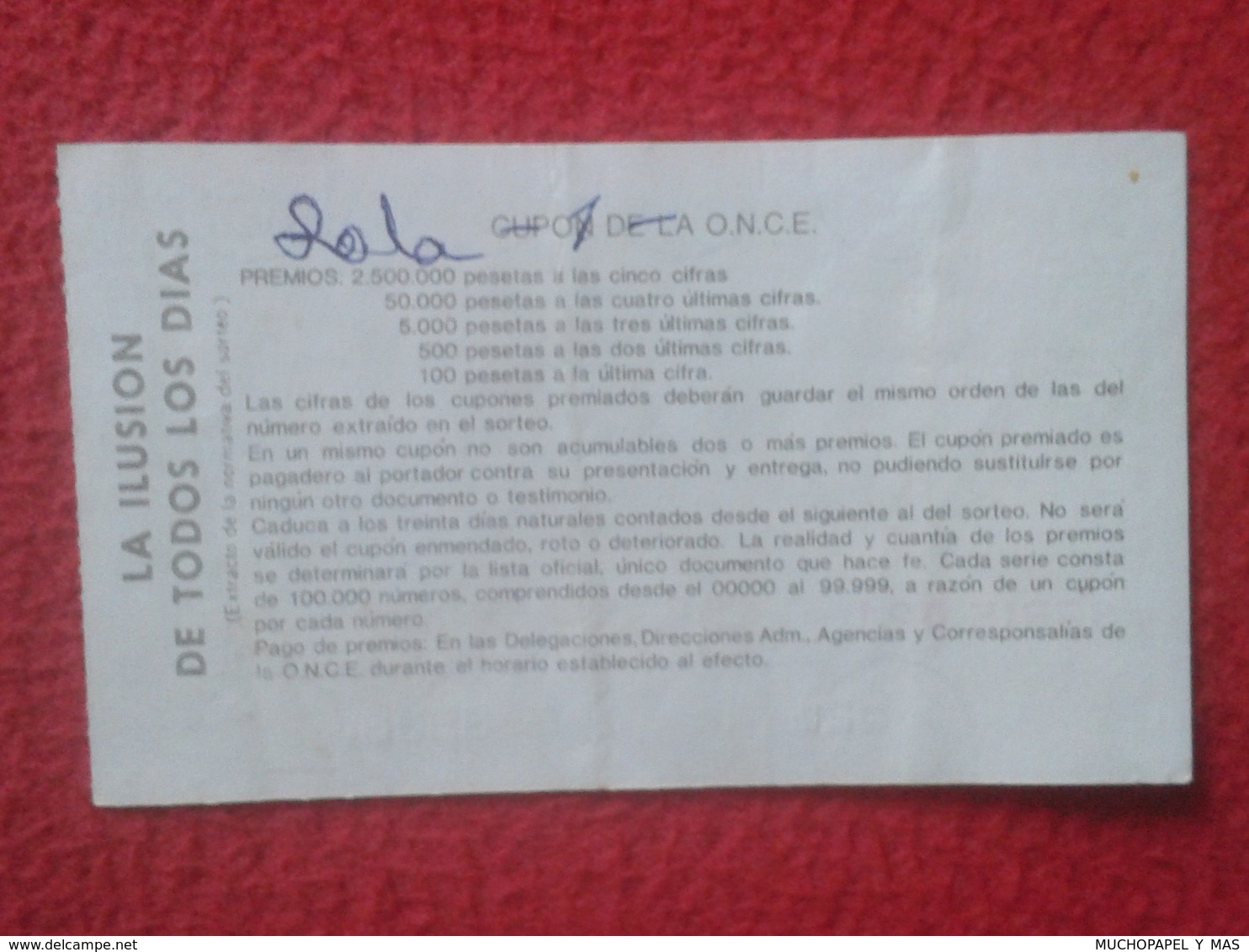 SPAIN CUPÓN DE ONCE LOTTERY LOTERIE LOTERÍA DIABLO DEMONIO ? DEVIL DIABLE DEMON LUCIFER SATANÁS MEDUSA SNAKE ? O SIMIL.. - Billetes De Lotería