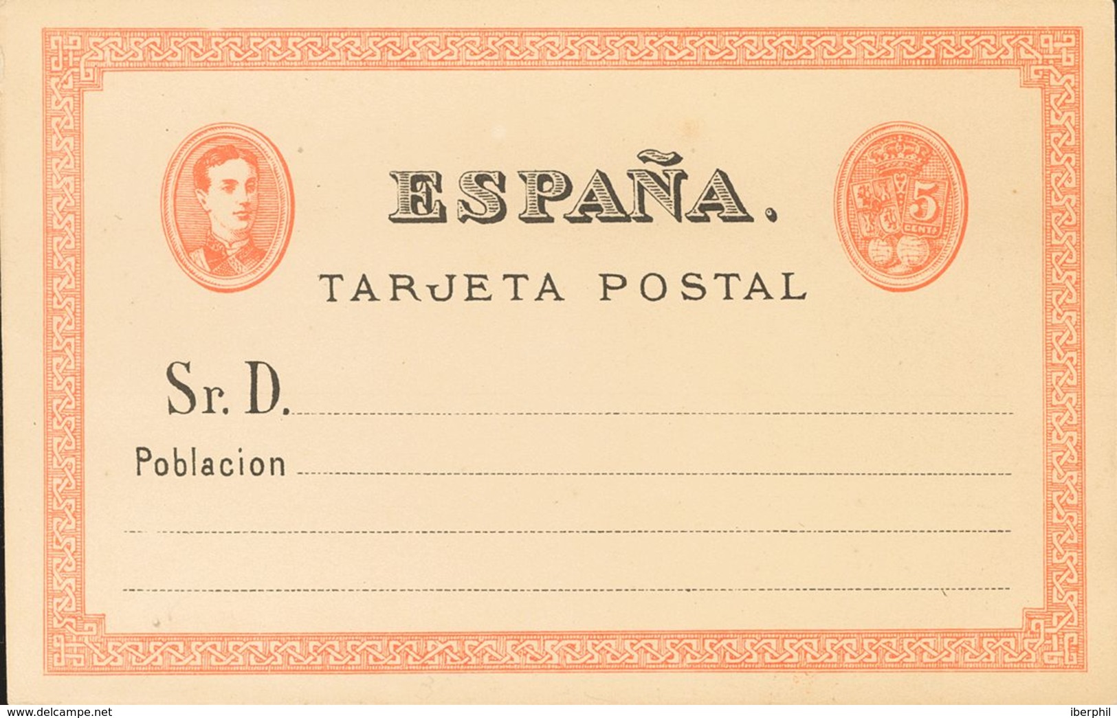 Entero Postal. (*)EPNE2. 1875. 5 Cts Naranja Y Negro Sobre Tarjeta Entero Postal NO EMITIDA. MAGNIFICA. Edifil 2020: 61  - Andere & Zonder Classificatie
