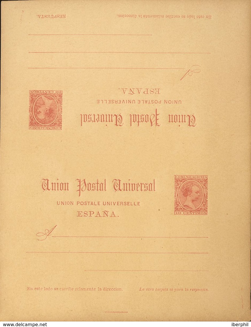 Entero Postal. (*)EP23. 1889. 10 Cts+10 Cts Carmín Sobre Tarjeta Entero Postal, De Ida Y Vuelta (sin Doblar). MAGNIFICA. - Andere & Zonder Classificatie