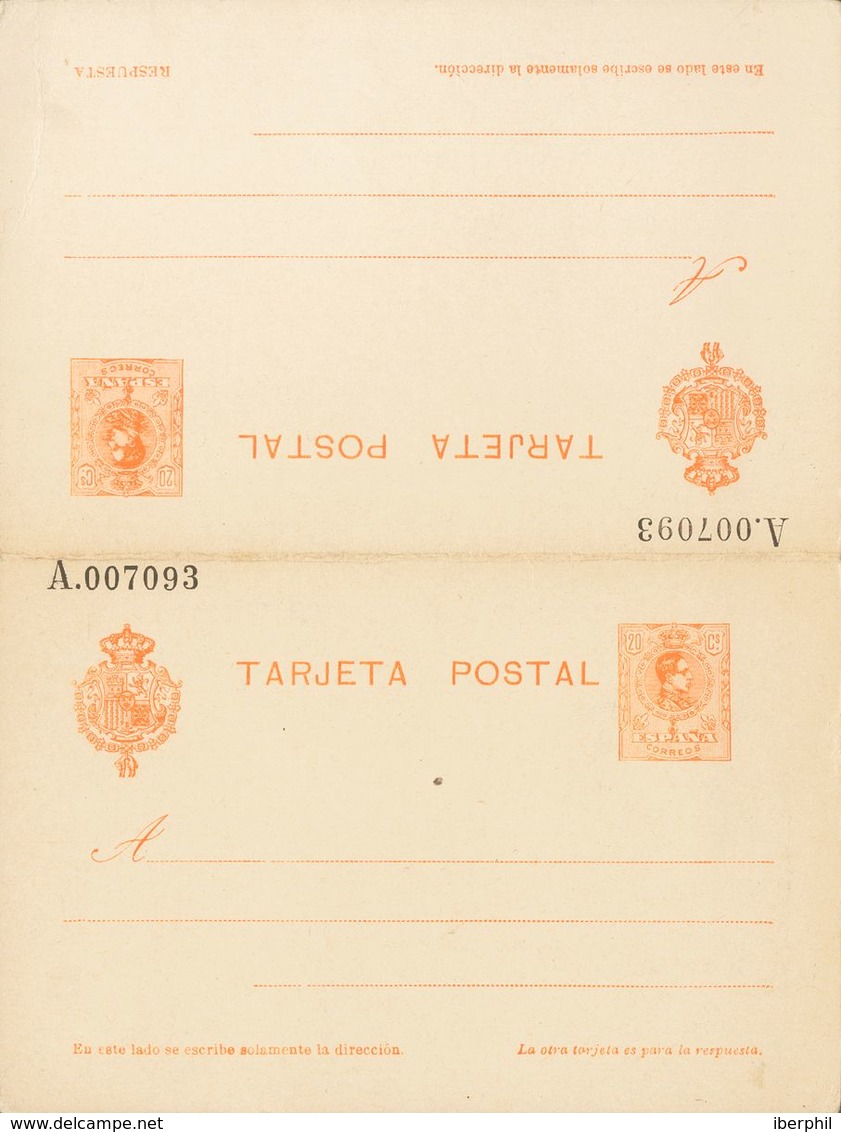 Entero Postal. (*)EP52. 1910. 20 Cts+20 Cts Naranja Sobre Tarjeta Entero Postal, De Ida Y Vuelta. MAGNIFICA. Edifil 2020 - Andere & Zonder Classificatie