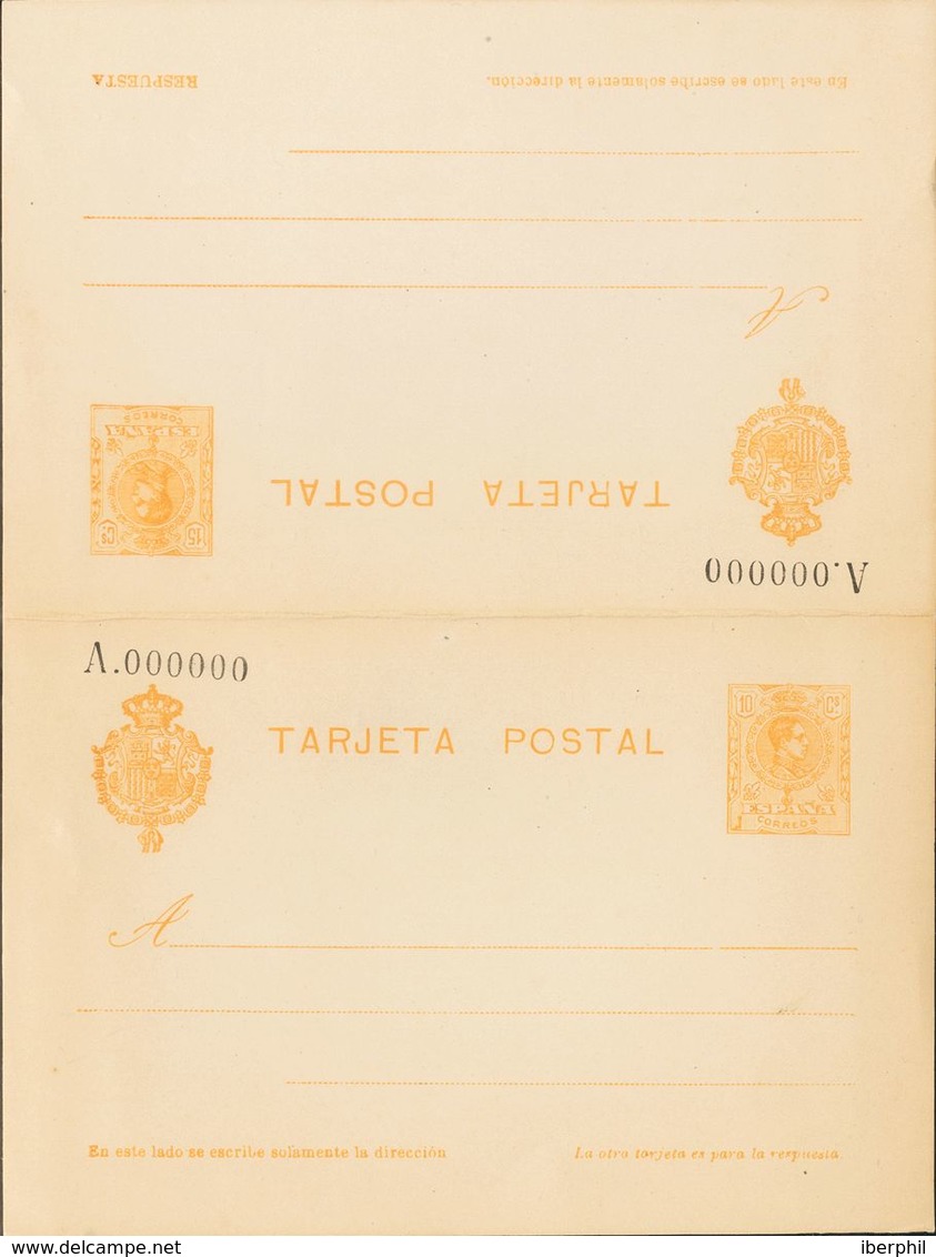 Entero Postal. (*)EPNE3. 1910. 10 Cts+15 Cts Amarillo Sobre Tarjeta Entero Postal, De Ida Y Vuelta. NO EMITIDA. MAGNIFIC - Andere & Zonder Classificatie