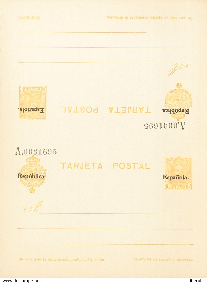 Entero Postal. **EP64. 1931. 10 Cts + 15 Cts Amarillo Sobre Tarjeta Entero Postal De Ida Y Vuelta (sin Doblar). MAGNIFIC - Andere & Zonder Classificatie