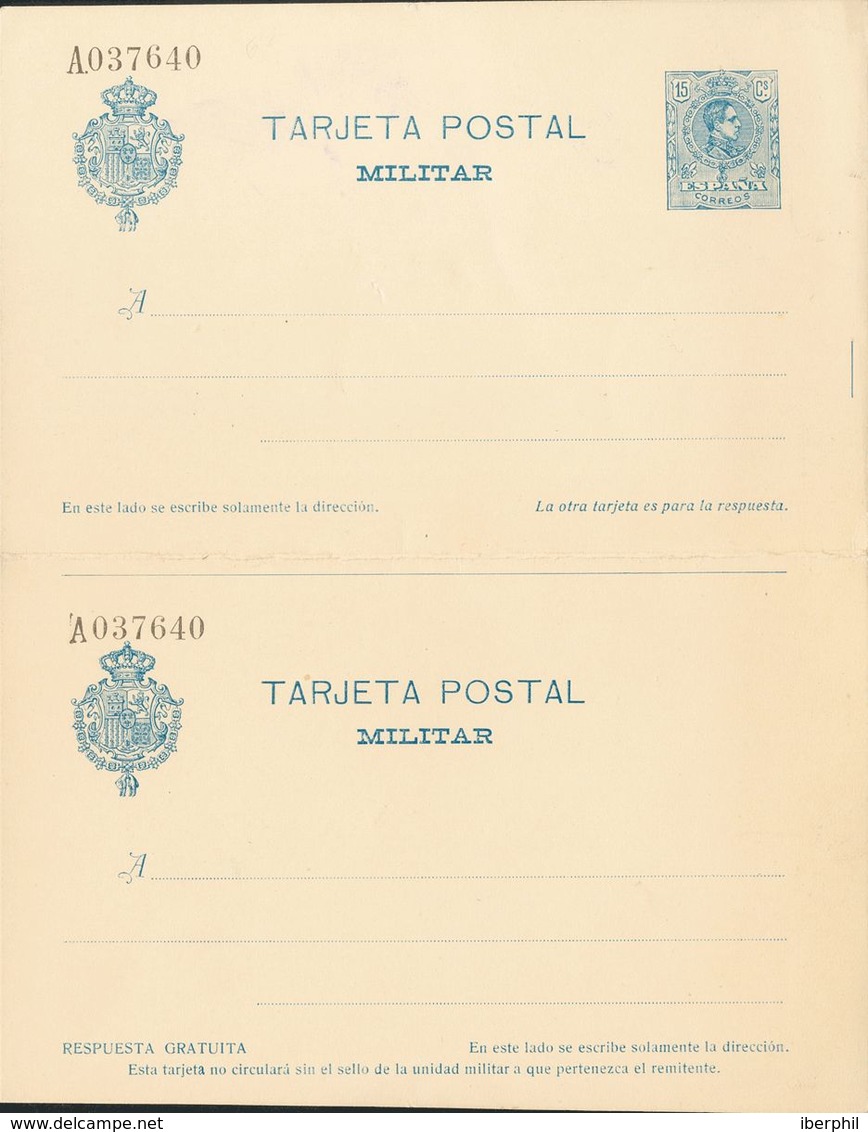 Entero Postal, Entero Postal Militar. (*)EPM1. 1921. 15 Cts + Sin Valor Sobre Tarjeta Entero Postal Militar, De Ida Y Vu - Andere & Zonder Classificatie