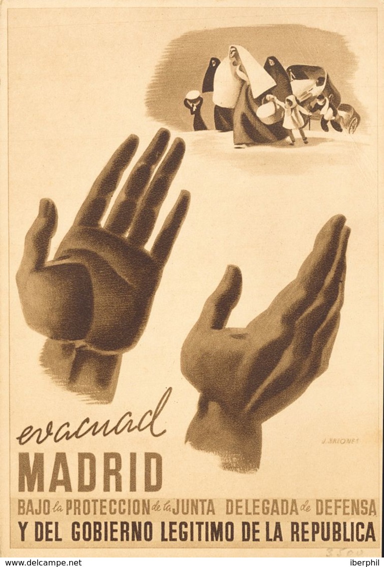 Guerra Civil, Tarjeta Postal Republicana. (*). (1937ca). Tarjeta Postal Ilustrada De La Junta Delegada De Defensa De Mad - Other & Unclassified