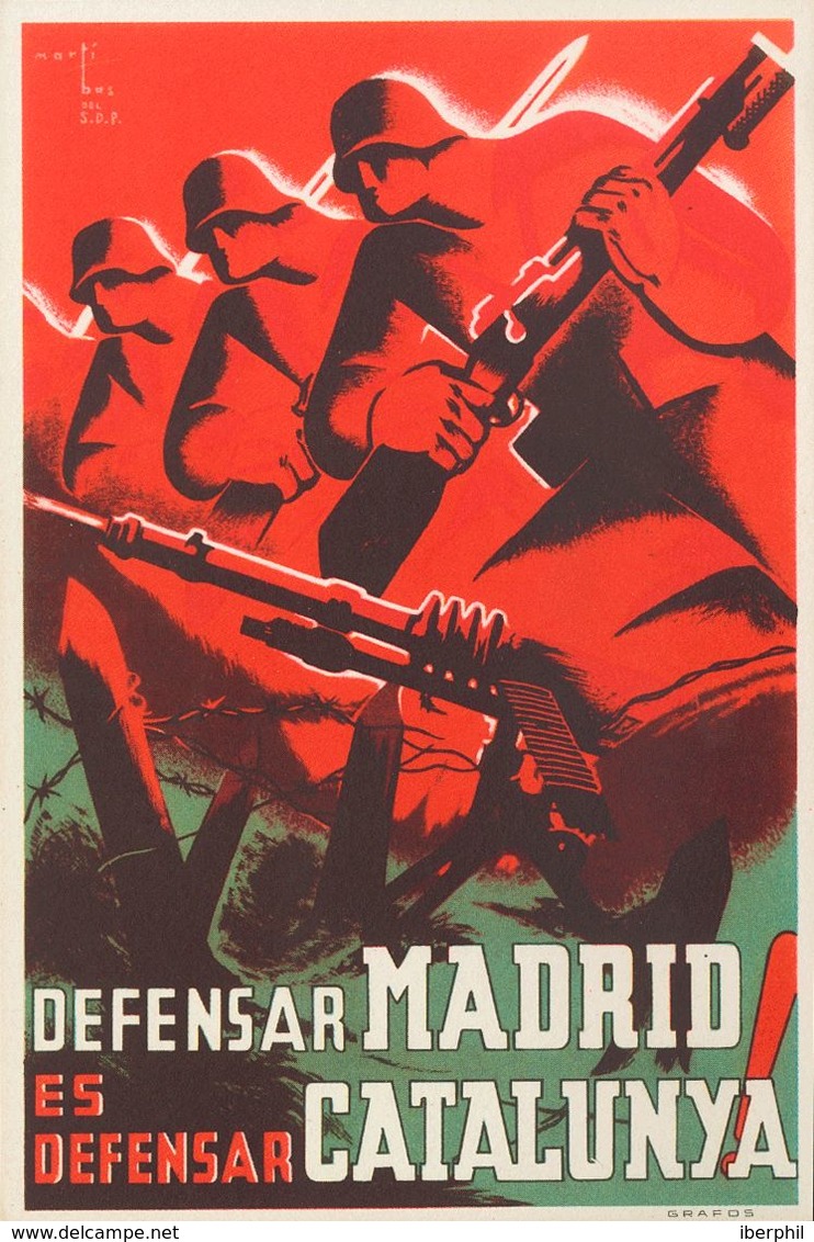 Guerra Civil, Tarjeta Postal Republicana. (*). (1937ca). Tarjeta Postal Ilustrada Del Comissariat De Propaganda De La Ge - Autres & Non Classés