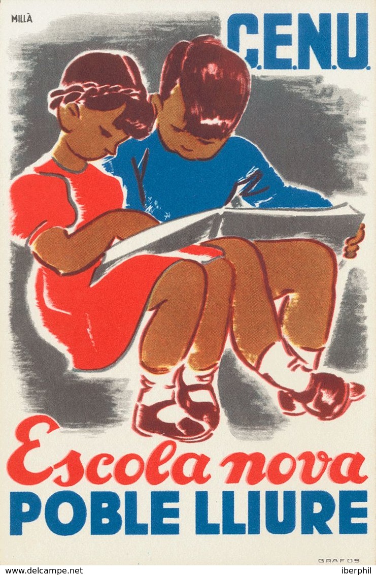 Guerra Civil, Tarjeta Postal Republicana. (*). (1937ca). Tarjeta Postal Ilustrada Del Partido Sindicalista, C.E.N.U. ESC - Other & Unclassified