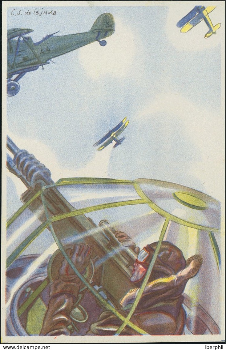 Guerra Civil, Tarjeta Postal Nacional. (*). (1937ca). Tarjeta Postal Ilustrada De La Colección Artífices De La Victoria, - Andere & Zonder Classificatie