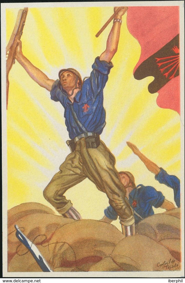 Guerra Civil, Tarjeta Postal Nacional. (*). (1937ca). Tarjeta Postal Ilustrada De La Colección Artífices De La Victoria, - Andere & Zonder Classificatie