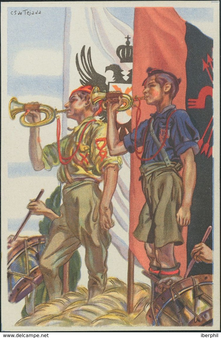 Guerra Civil, Tarjeta Postal Nacional. (*). (1937ca). Tarjeta Postal Ilustrada De La Colección Artífices De La Victoria, - Andere & Zonder Classificatie