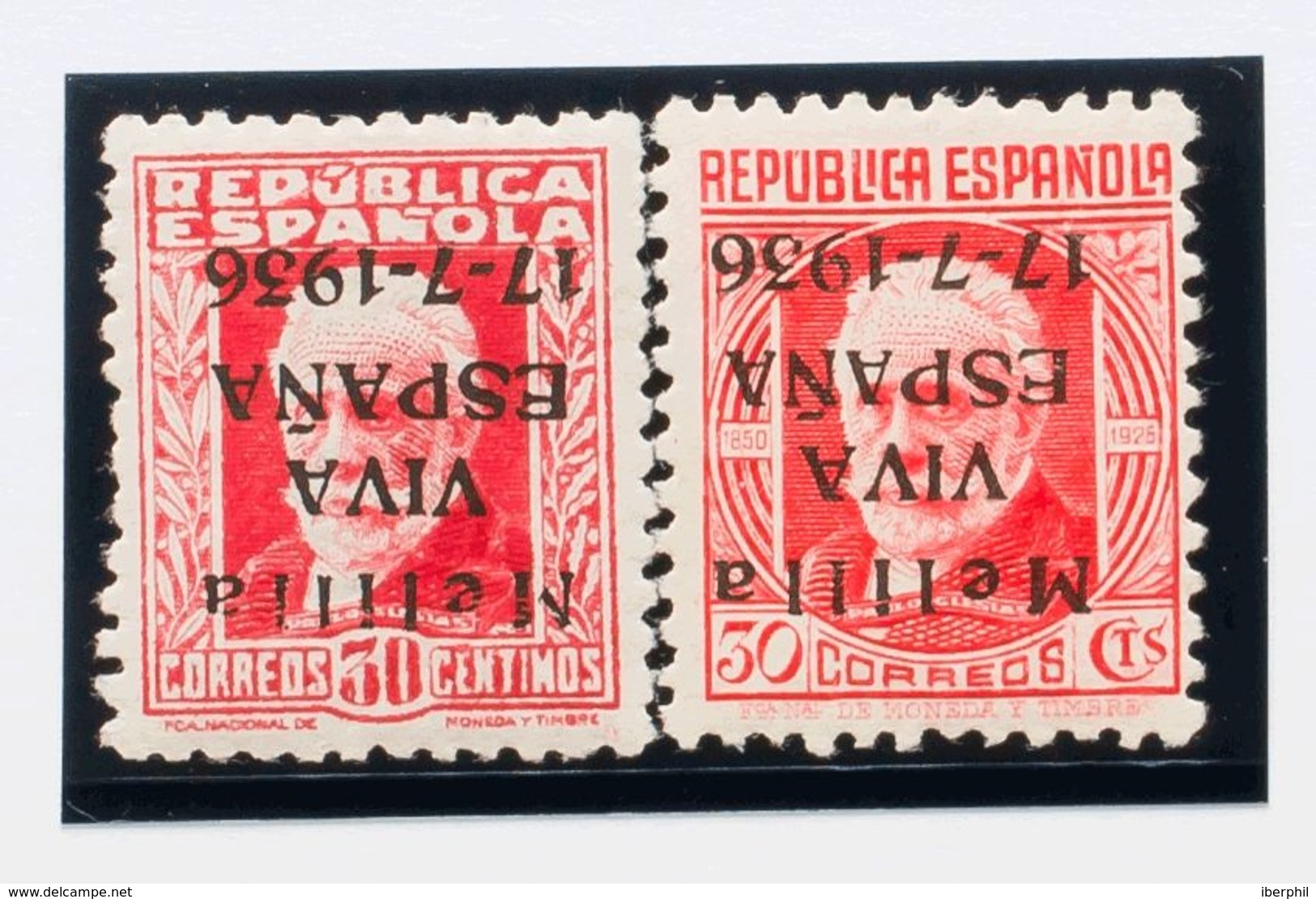 Emisiones Locales Patrióticas, Melilla. *1/2hi. 1936. Serie Completa, Incluyendo La SOBRECARGA INVERTIDA. MAGNIFICA Y RA - Andere & Zonder Classificatie