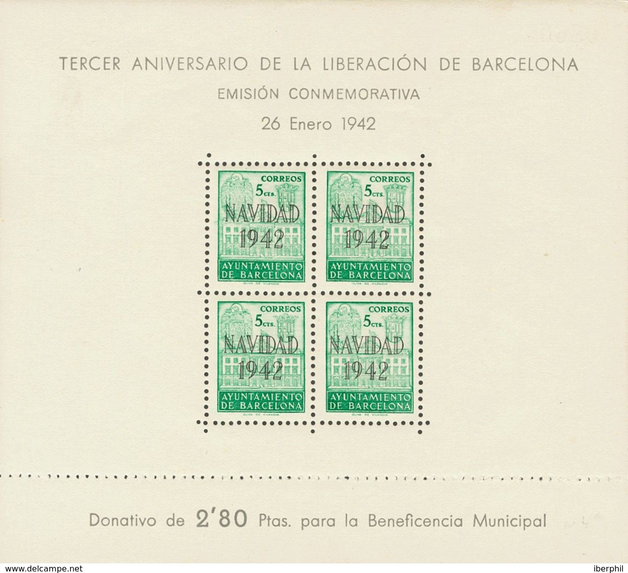 Ayuntamiento De Barcelona. **40/41. 1942. Hojas Bloque. MAGNIFICAS. Edifil 2019: 145 Euros - Barcelona