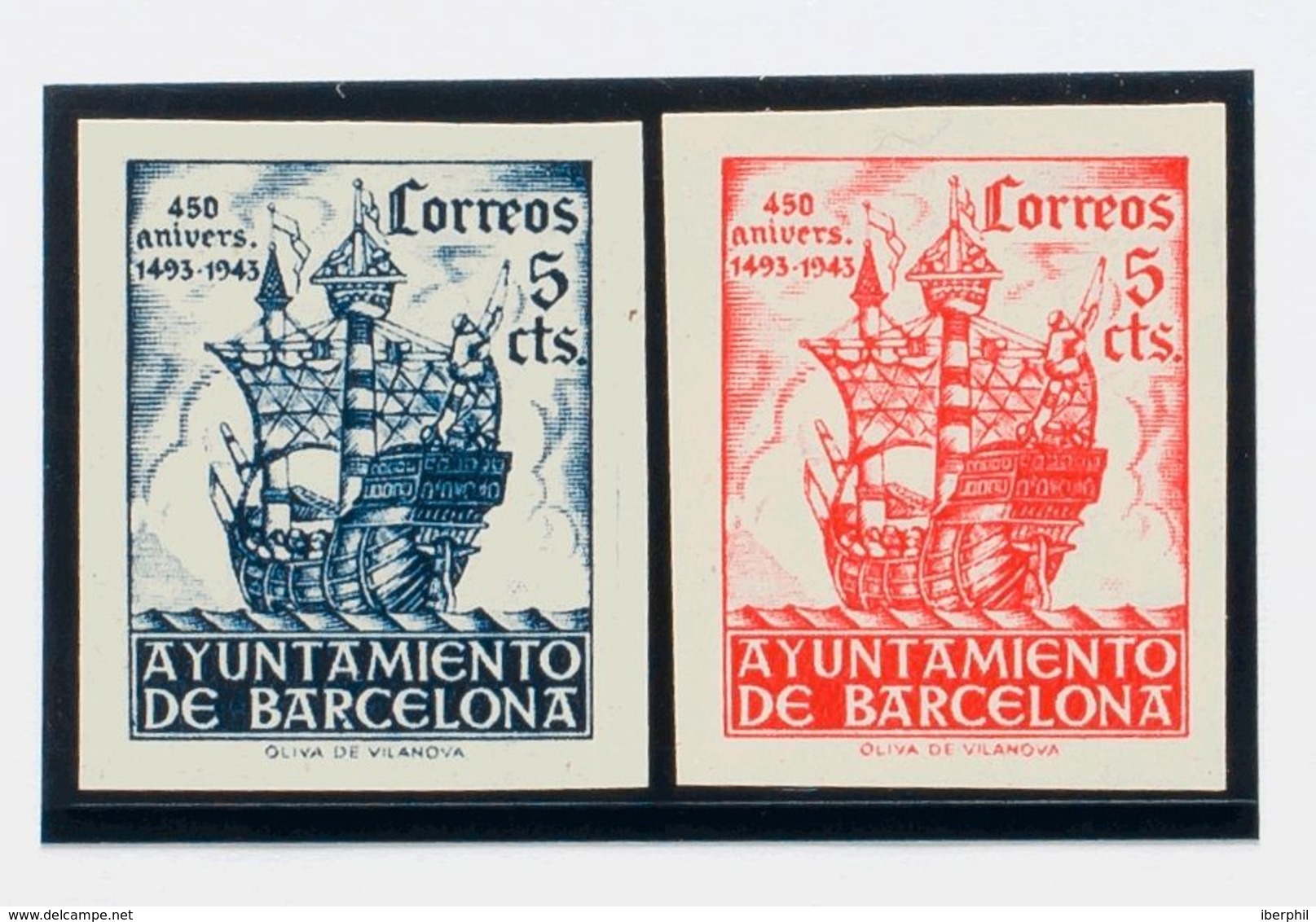 Ayuntamiento De Barcelona. (*)49/50s. 1943. Serie Completa. SIN DENTAR. MAGNIFICA. Edifil 2020: 102 Euros - Barcelona