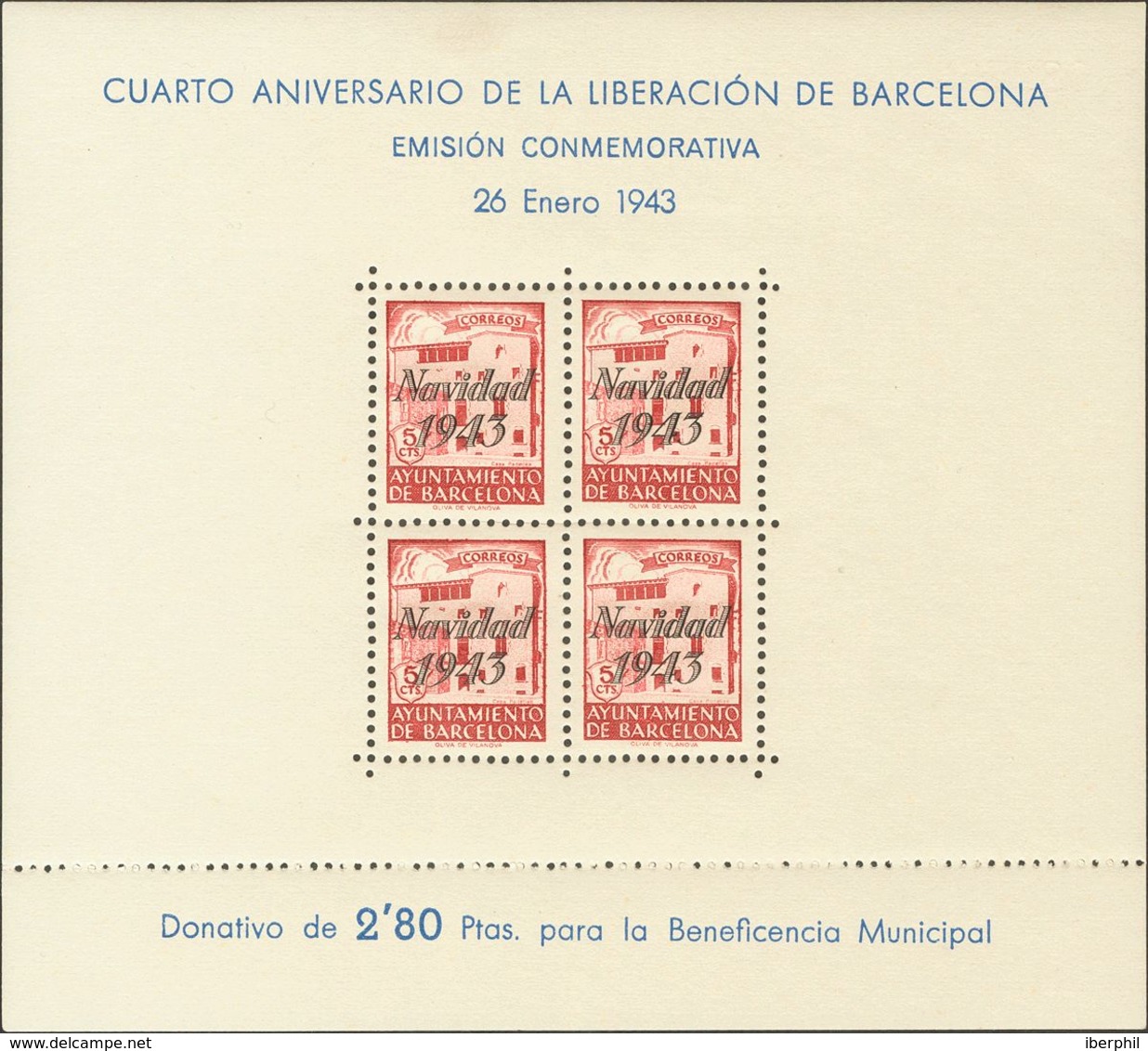 Ayuntamiento De Barcelona. **53/54. 1943. Hojas Bloque. MAGNIFICAS. Edifil 2020: 96 Euros - Barcelona