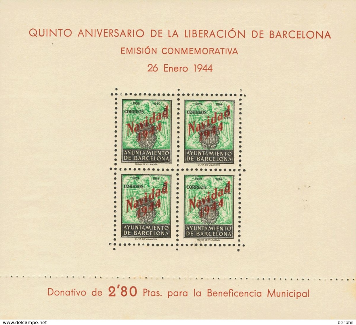 Ayuntamiento De Barcelona. **NE25/26. 1944. Hojas Bloque. NO EMITIDAS. MAGNIFICAS. Edifil 2020: 520 Euros - Barcelona