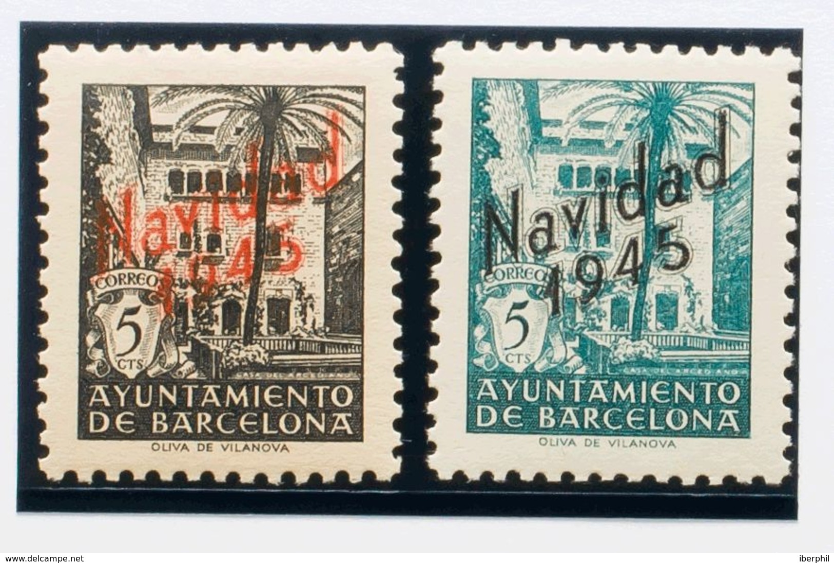 Ayuntamiento De Barcelona. **SHNE29/30. 1945. Serie Completa, Procedente De La Hoja Bloque. NO EMITIDA. MAGNIFICA. Edifi - Barcelona