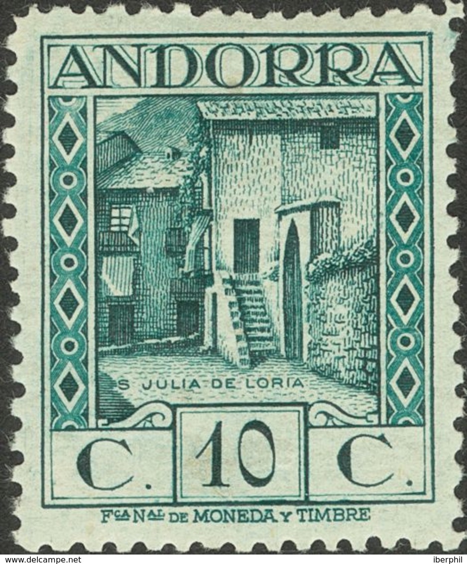 Andorra. *17cc. 1929. 10 Cts Verde Azulado. CAMBIO DE COLOR. MAGNIFICO Y MUY RARO. Edifil 2019: 970 Euros - Andere & Zonder Classificatie