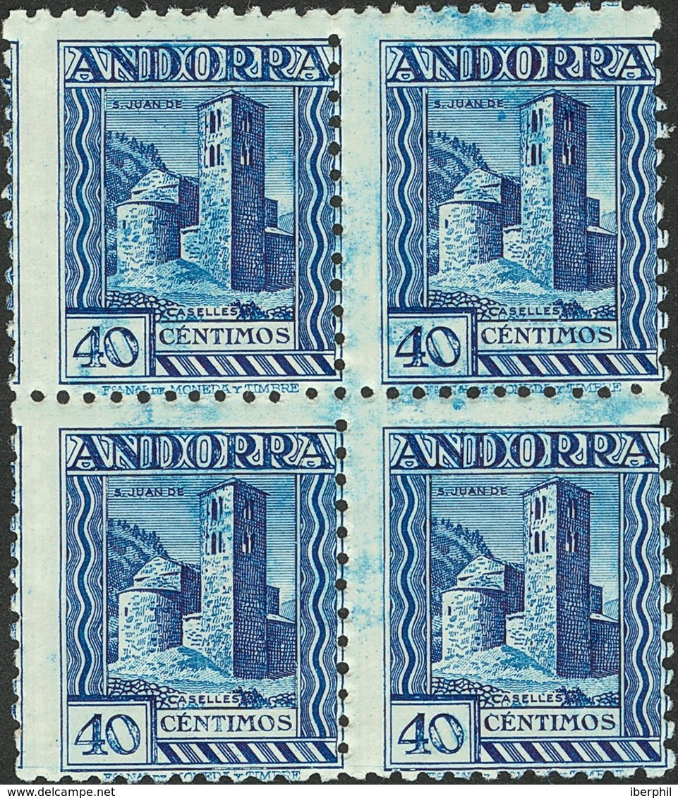 Andorra. **22d(4). 1931. 40 Cts Azul, Bloque De Cuatro. Dentado 11. BONITO. Edifil 2017: +92 Euros - Andere & Zonder Classificatie