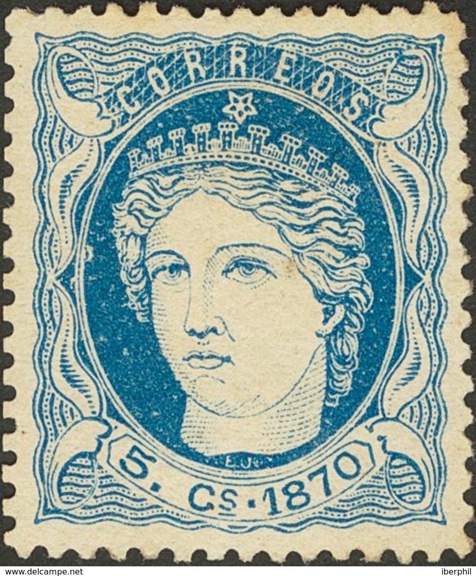 Cuba. *24. 1870. 5 Cts Azul. Muy Bien Centrado. MAGNIFICO Y RARO. Edifil 2019: 260 Euros - Cuba (1874-1898)
