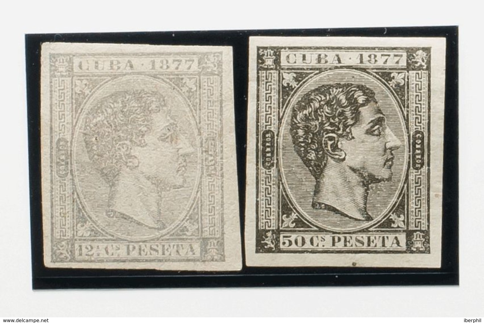 Cuba. *40s, 42s. 1877. 12½ Cts Gris Y 50 Cts Negro. SIN DENTAR. MAGNIFICOS. Edifil 2020: 90 Euros - Cuba (1874-1898)