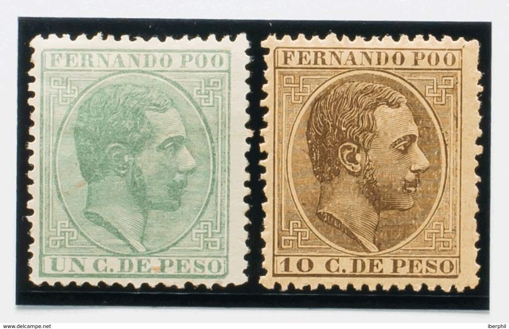 Fernando Poo. *5, 7. 1882. 1 Cts Verde Y 10 Cts Castaño. MAGNIFICOS. Edifil 2020: 117 Euros - Andere & Zonder Classificatie