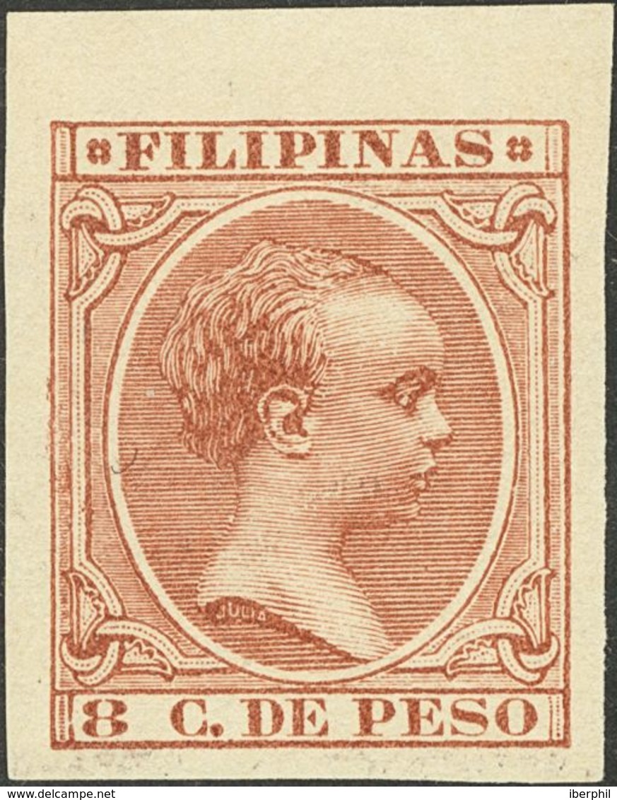 Filipinas. (*)113s. 1894. 8 Ctvos Castaño Rojo, Borde De Hoja. SIN DENTAR. MAGNIFICO Y MUY RARO. Edifil 2020: 505 Euros - Andere & Zonder Classificatie