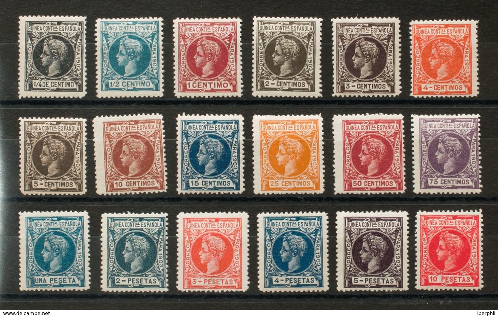 Guinea. *1/8. 1903. Serie Completa. Colores Muy Vivos Y Excepcionales Centrajes (la Mayoría Con Numeraciones NºA000.000) - Andere & Zonder Classificatie