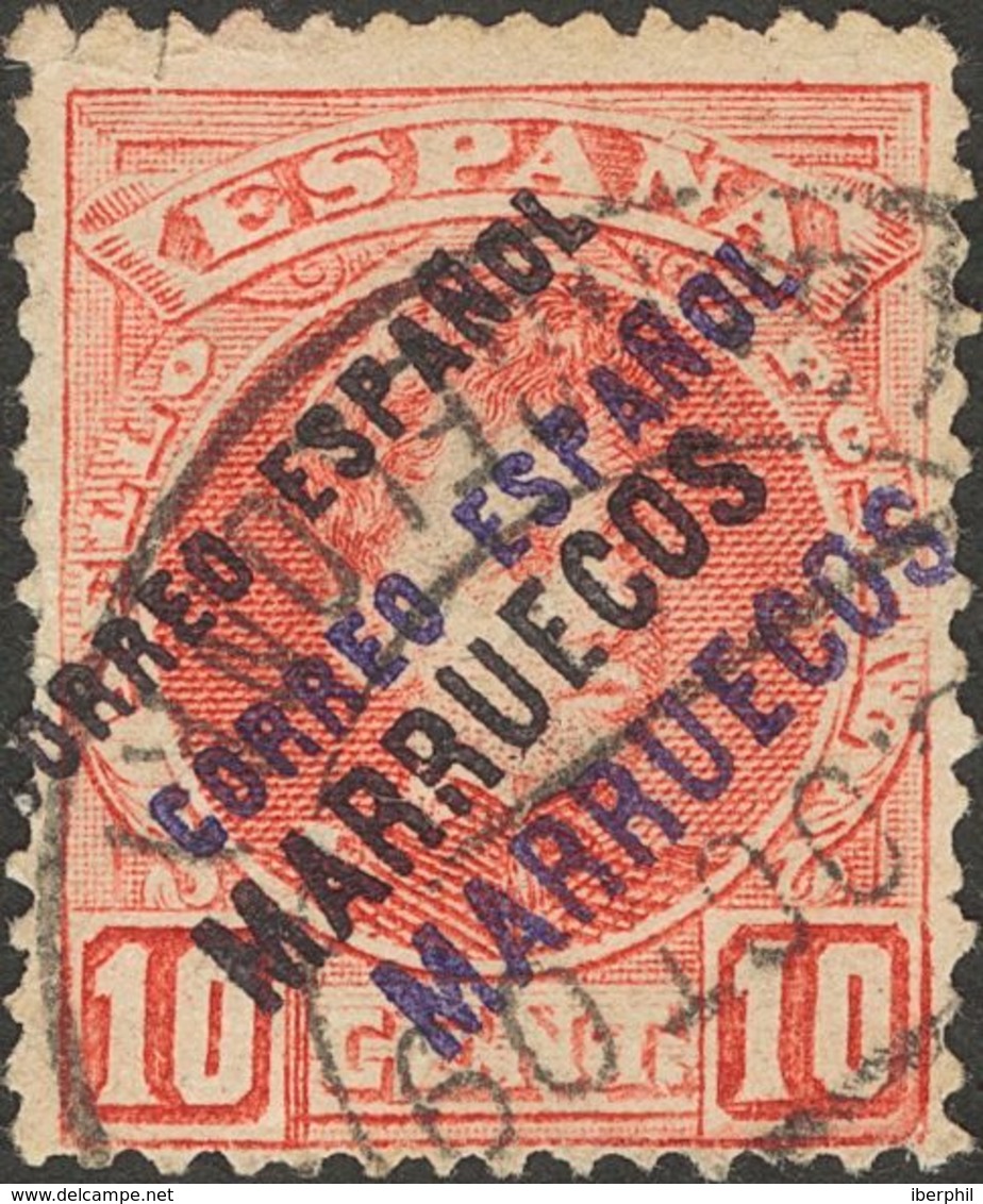 Marruecos. º4hh. 1903. 10 Cts Rojo. Variedad SOBRECARGA DOBLE. MAGNIFICO. - Andere & Zonder Classificatie