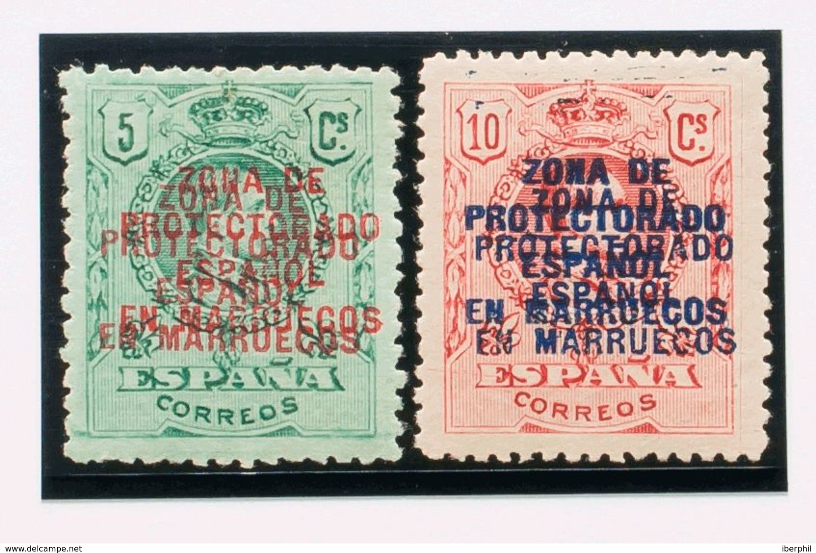 Marruecos. *59hh, 60hh. 1916. 5 Cts Verde Y 10 Cts Rojo. Variedad SOBRECARGA DOBLE. MAGNIFICOS. Edifil 2018: 55 Euros - Andere & Zonder Classificatie