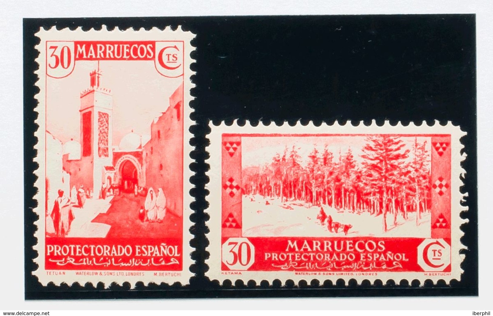 Marruecos. **153d, 154d. 1935. 30 Cts Rojo (Tetuán) Y 30 Cts Rojo (Ketana). DENTADO 10. MAGNIFICOS Y MUY RAROS, EL VALOR - Andere & Zonder Classificatie