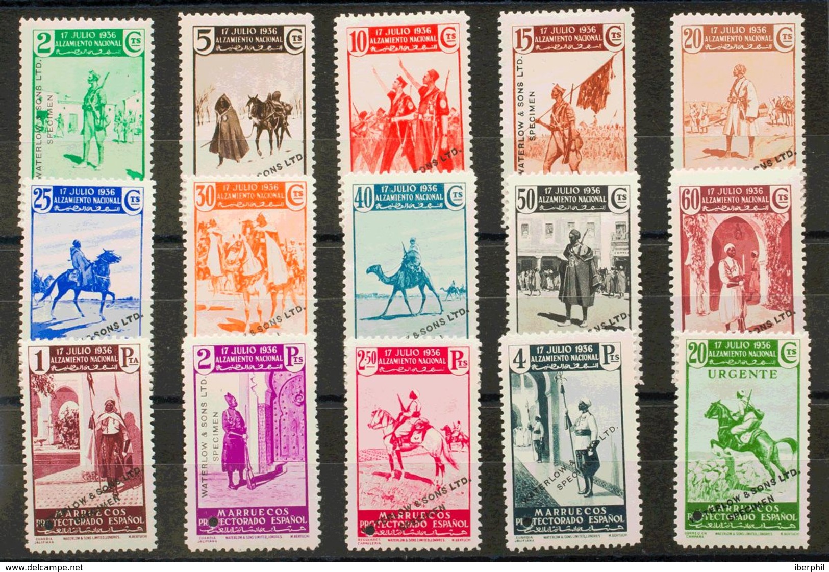 Marruecos. **170/85M. 1937. Serie Completa (a Falta Del 1 Cts Amarillo, Que Es Lo Habitual). Variedad CAMBIO DE COLOR Y  - Andere & Zonder Classificatie