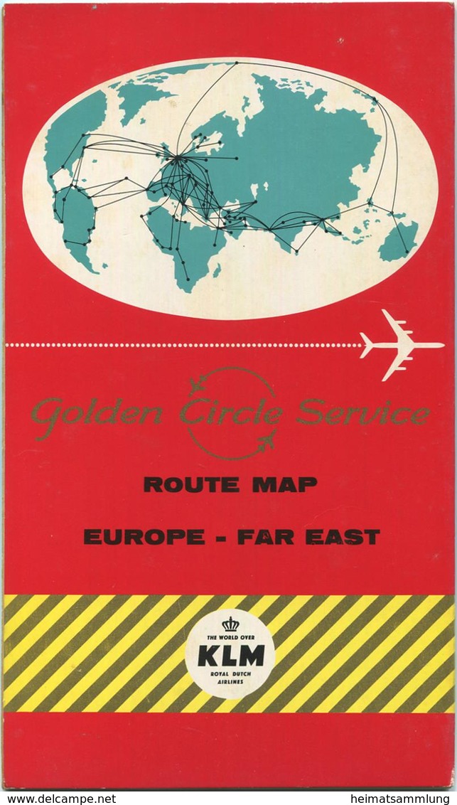 KLM - Golden Circle Service - Route Map Europe Far East - Beiliegend Postkarten Lockheed Prop-Jet-Electra - Douglas DC-8 - World