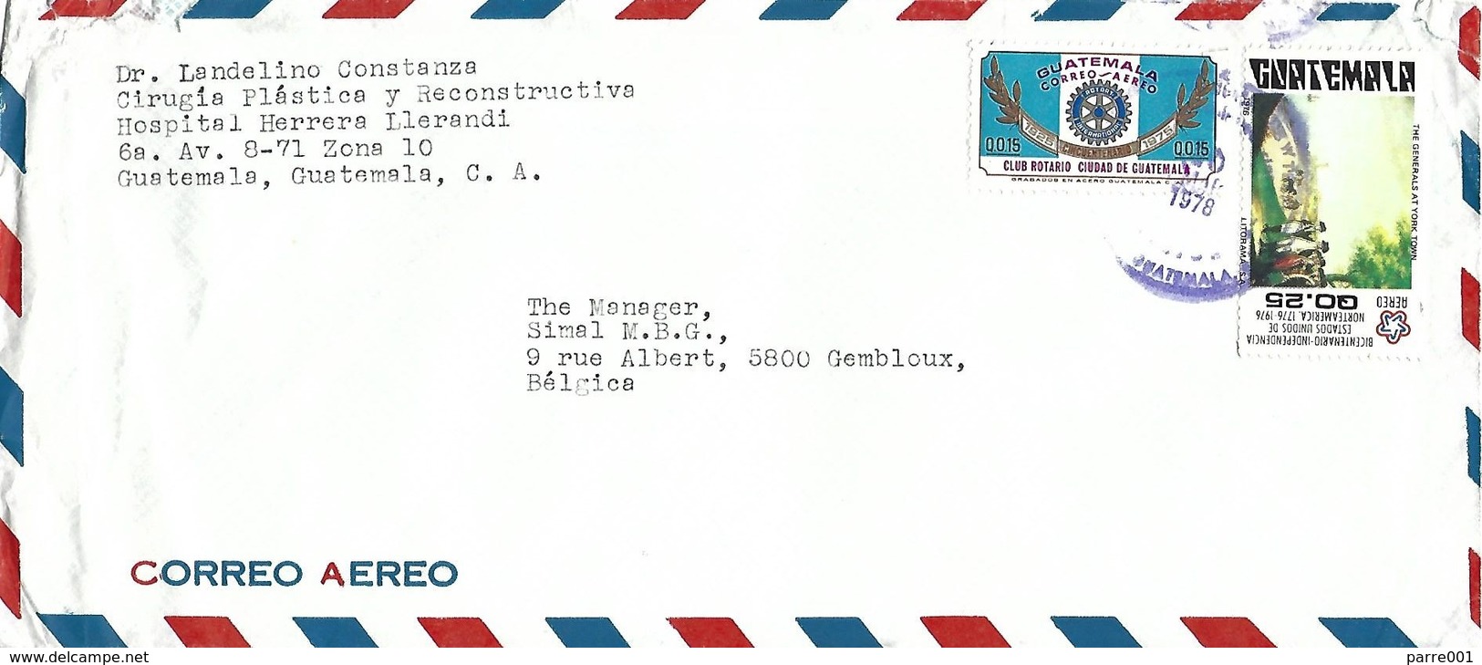Guatemala 1978 American Independence Generals At York Town Rotary Cover - Indépendance USA