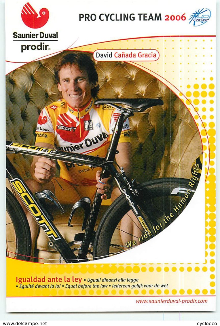 David CANADA GRACIA . 2 Scans. Cyclisme. Saunier Duval Prodir 2006 - Radsport