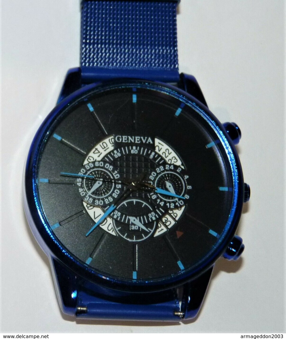 MONTRE BLEU HOMME OU UNISEXE GENEVA NEUVE FONCTIONNE - Horloge: Modern