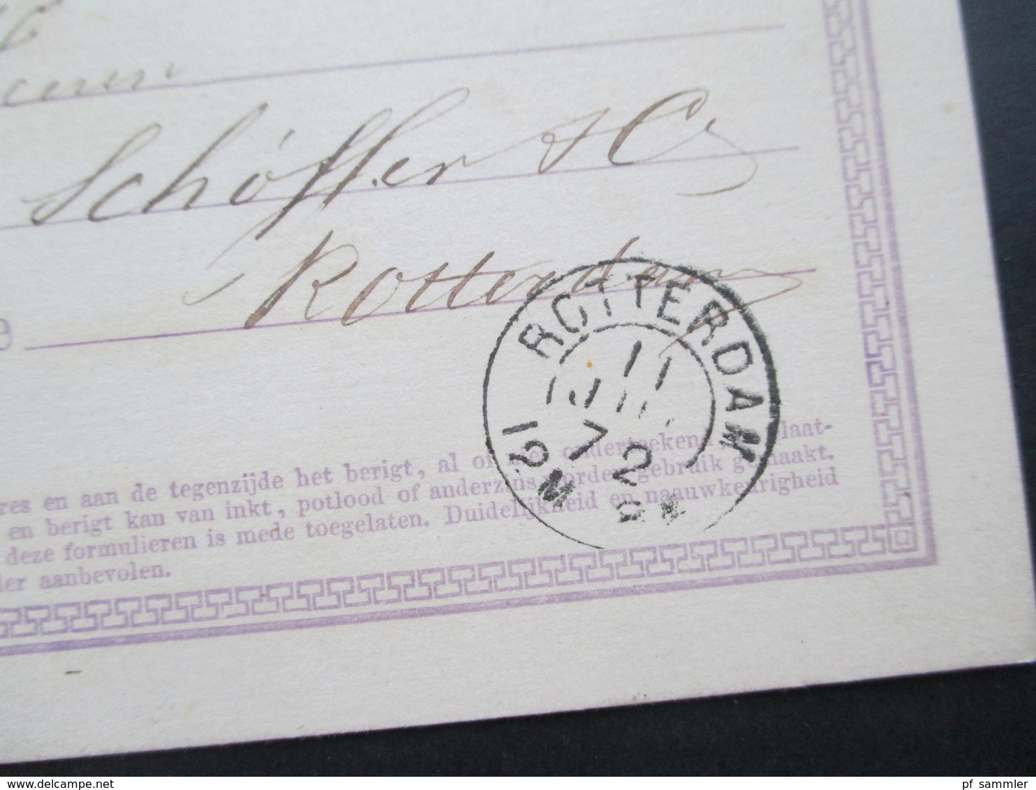 Niederlande 1872 Ganzsache P 1 Stempel Dordrecht Und Rotterdam Firmenkarte - Cartas & Documentos