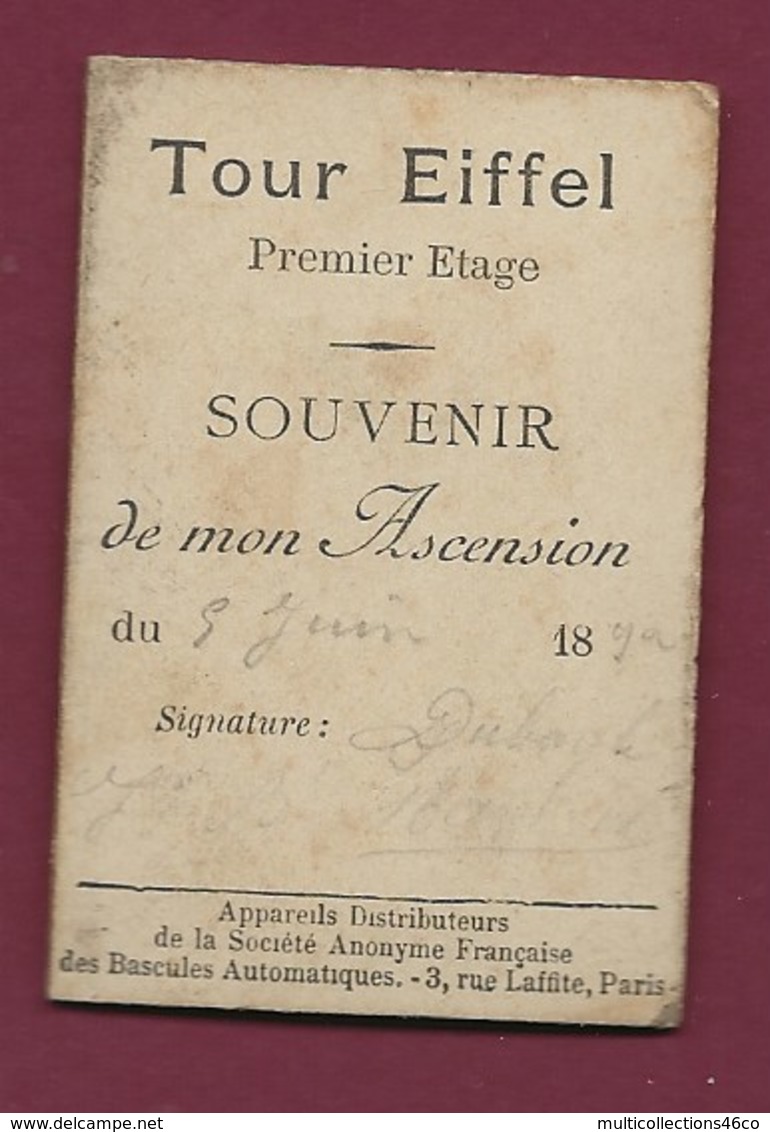 270120 - PHOTO Souvenir Ascension Juin 1892 TOUR EIFFEL - Tour Eiffel