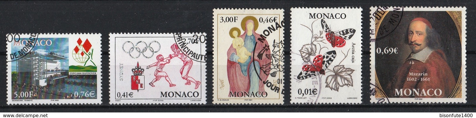 Monaco 2000 à 2002 : Timbres Yvert & Tellier N° 2252 - 2261 - 2317 - 2323 - 2340 - 2347 - 2348 - 2351 Et 2367 Oblitérés. - Usados