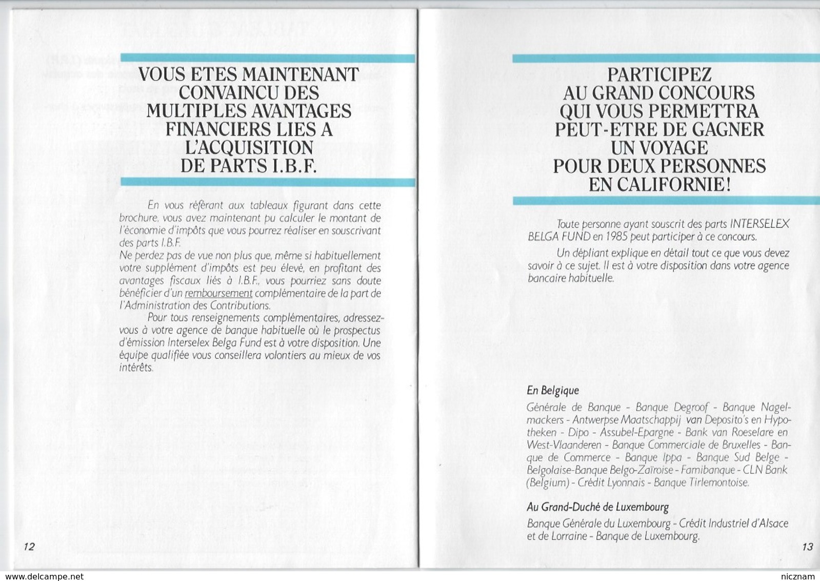Interselex Belga Fund - Brochure Publicitaire - Banca & Assicurazione