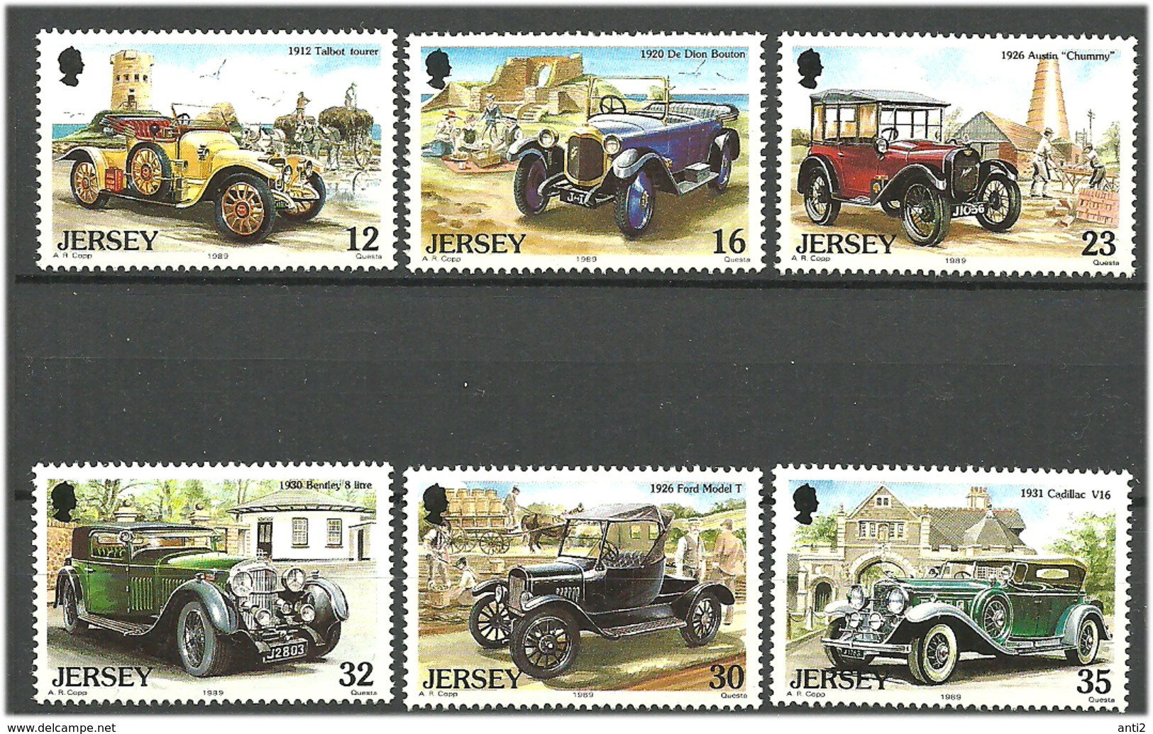 Jersey 1989 Vintage Cars, Talbot, De Dion, Austin 7 Chummy, Ford Model T, Bentley 8 Litre, Caddilac 452 V 16 Fleetwood - Jersey