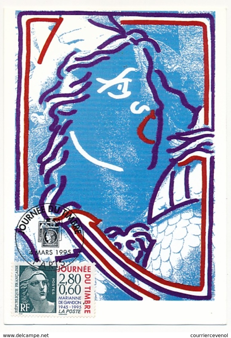 FRANCE - 75 PARIS - Journée Du Timbre 1995 Marianne De Gandon - 4 Mars 1995 - 1 Enveloppe + 1 Carte CEF - Dag Van De Postzegel